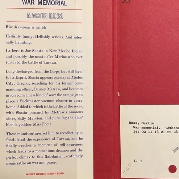 Vintage Book War Memorial by Martin Russ Hardcover 1967 - Picture 2 of 7